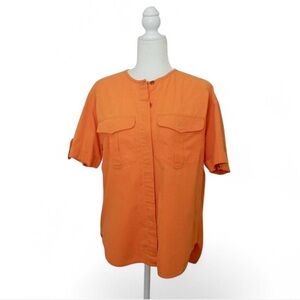 💜 VINTAGE LIZ SPORT Orange Button Down Shirt (S)